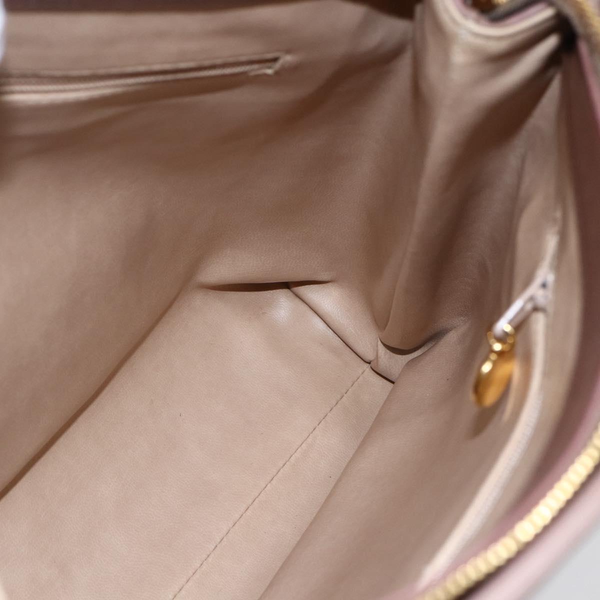 CHANEL Here Chain Shoulder Bag Lamb Skin Beige Gold CC Auth 152897A