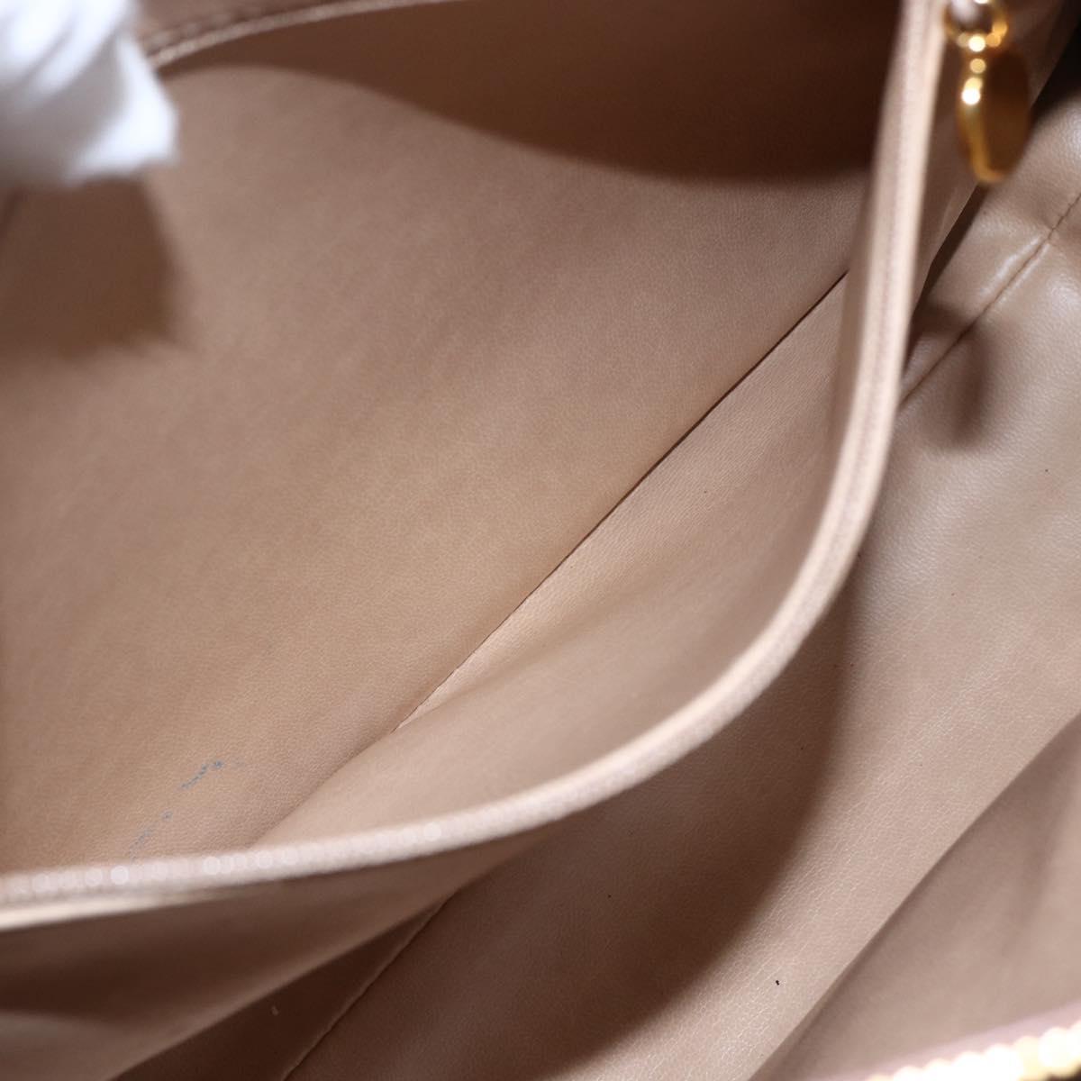 CHANEL Here Chain Shoulder Bag Lamb Skin Beige Gold CC Auth 152897A