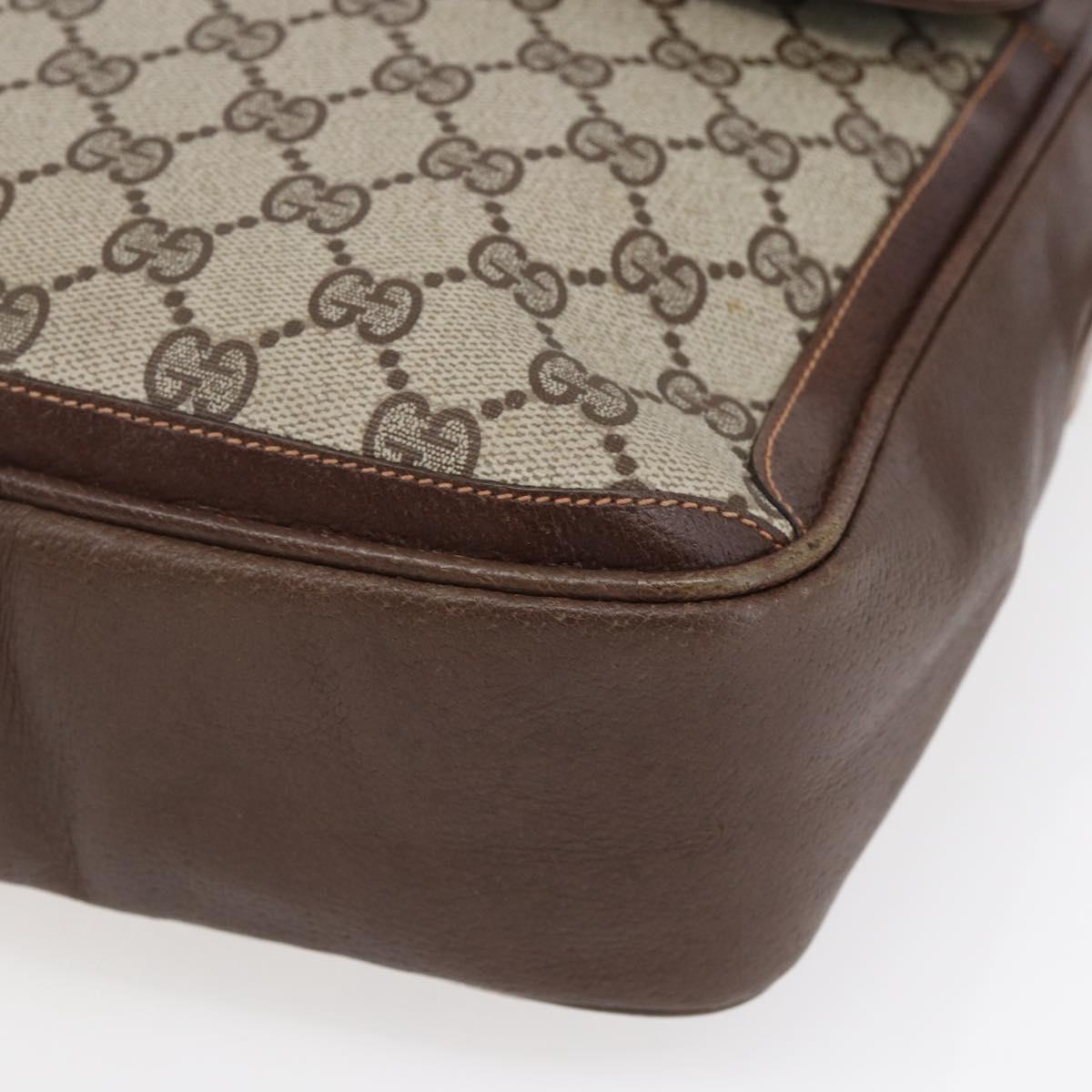 GUCCI GG Supreme Shoulder Bag PVC Beige Gold Auth 152905