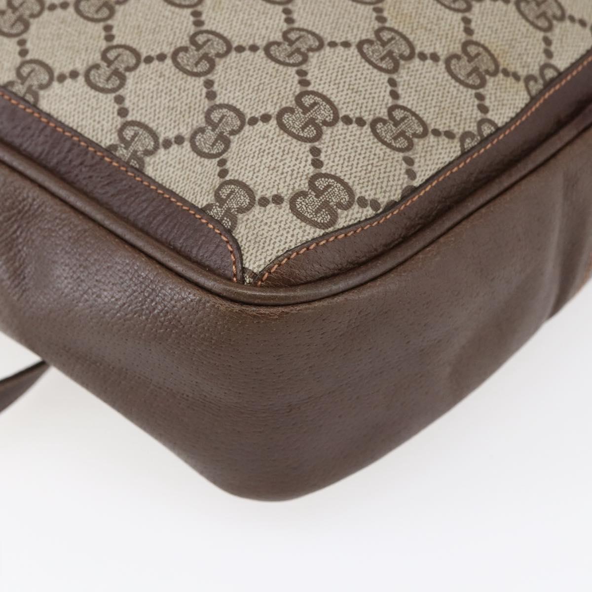 GUCCI GG Supreme Shoulder Bag PVC Beige Gold Auth 152905