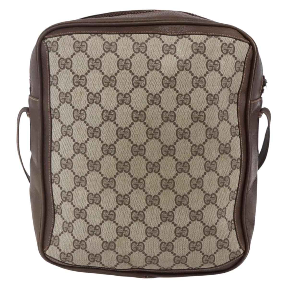 GUCCI GG Supreme Shoulder Bag PVC Beige Gold Auth 152905