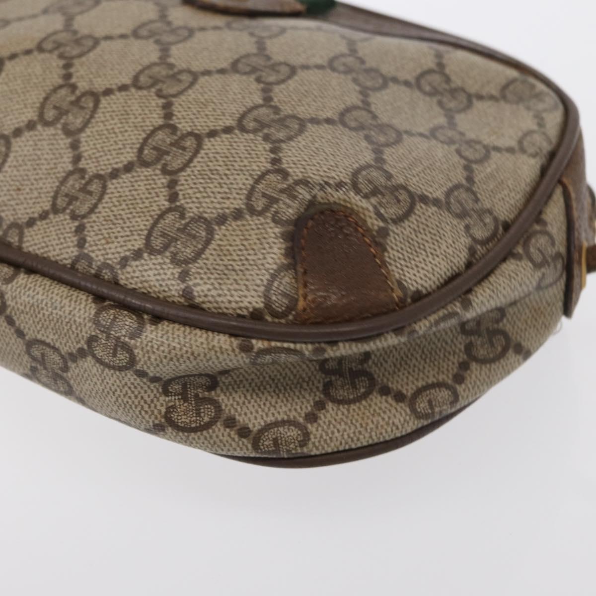 GUCCI GG Supreme Web Sherry Line Bag PVC Beige Gold 89 02 066 Auth 152906