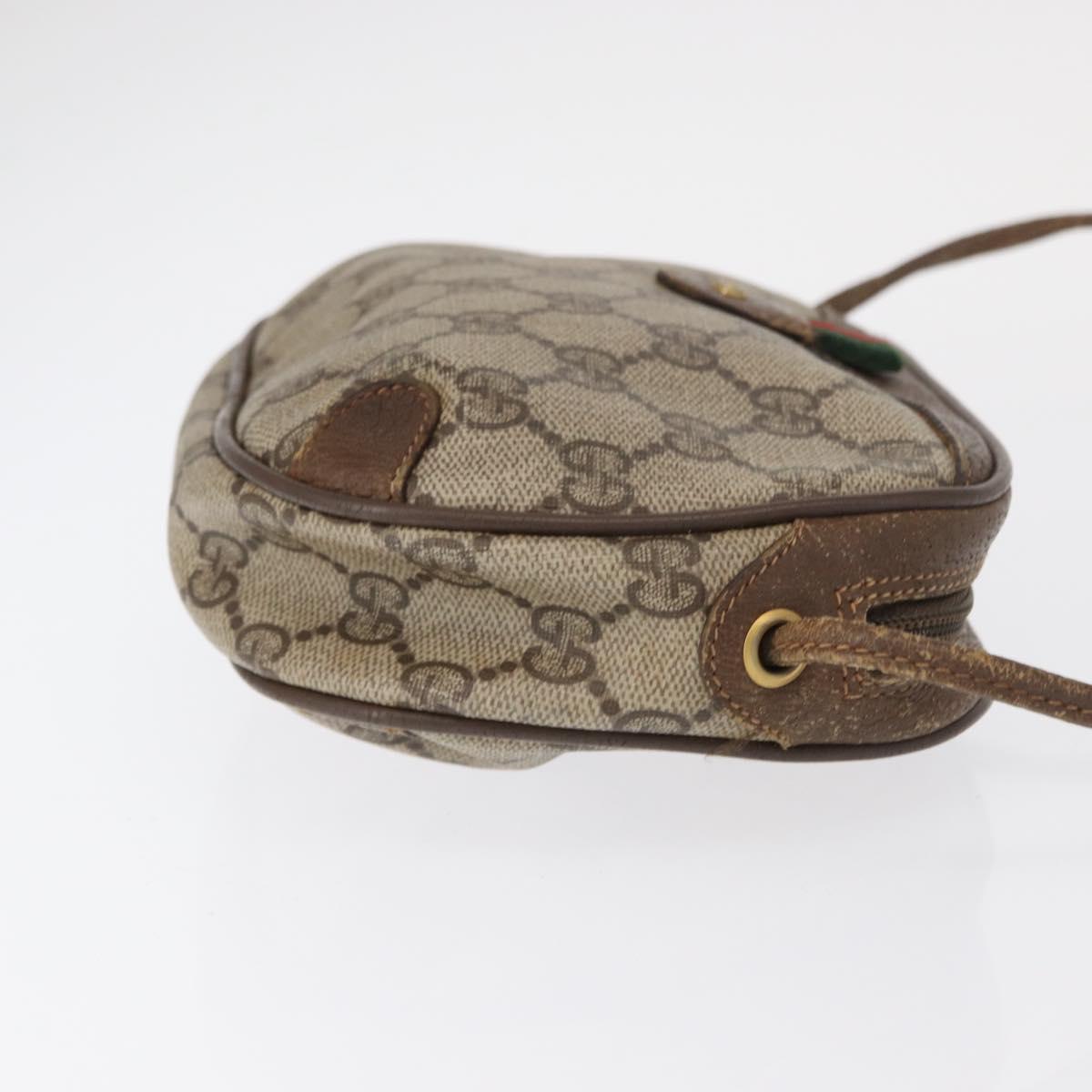 GUCCI GG Supreme Web Sherry Line Bag PVC Beige Gold 89 02 066 Auth 152906