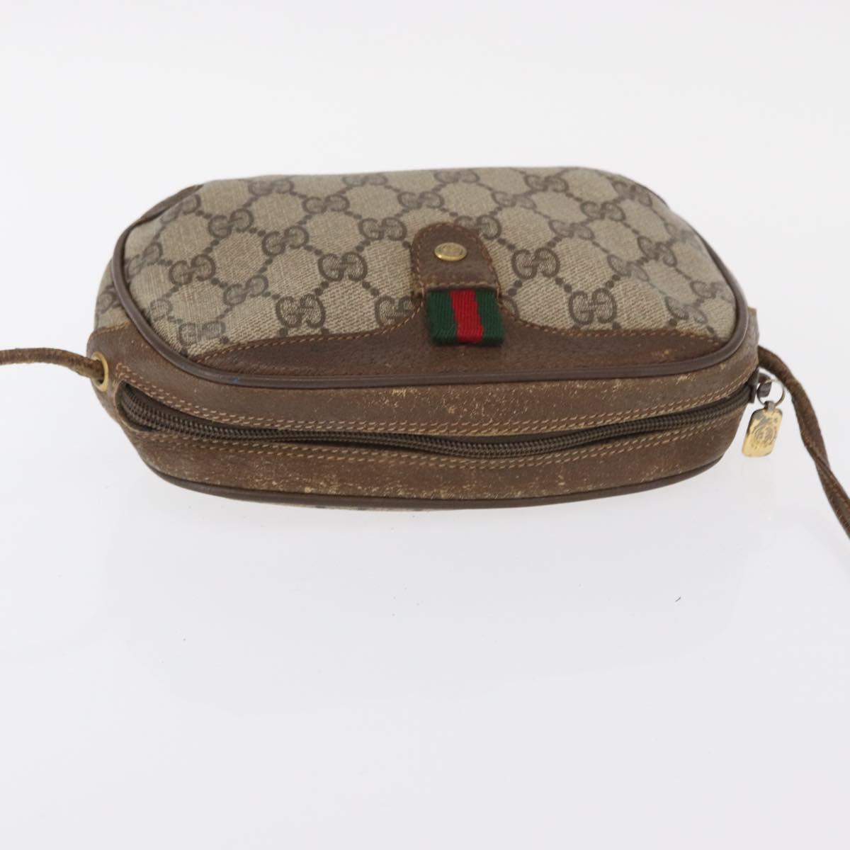 GUCCI GG Supreme Web Sherry Line Bag PVC Beige Gold 89 02 066 Auth 152906