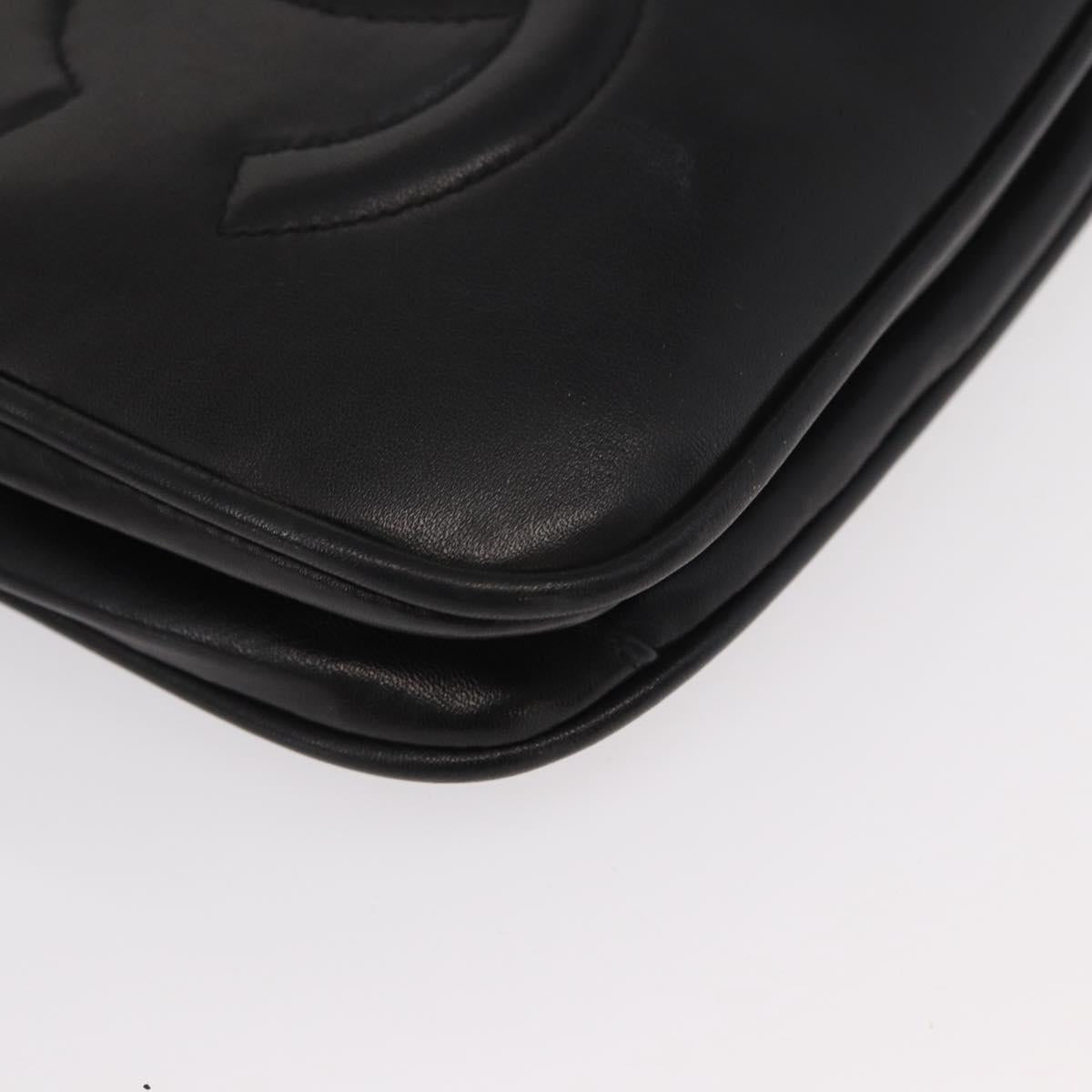 CHANEL COCO Mark Matelasse Waist Bag Leather Black Gold CC Auth 152921