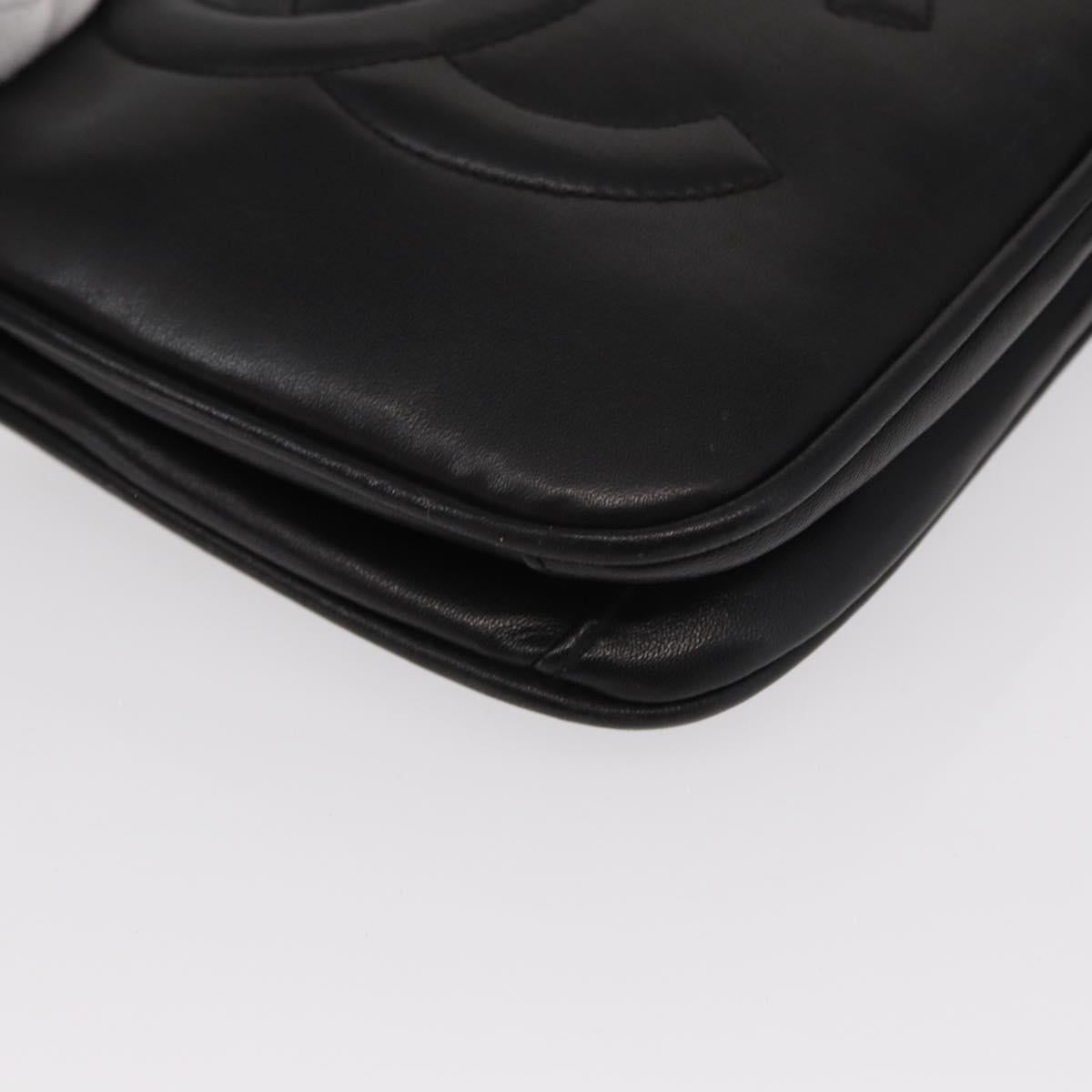 CHANEL COCO Mark Matelasse Waist Bag Leather Black Gold CC Auth 152921