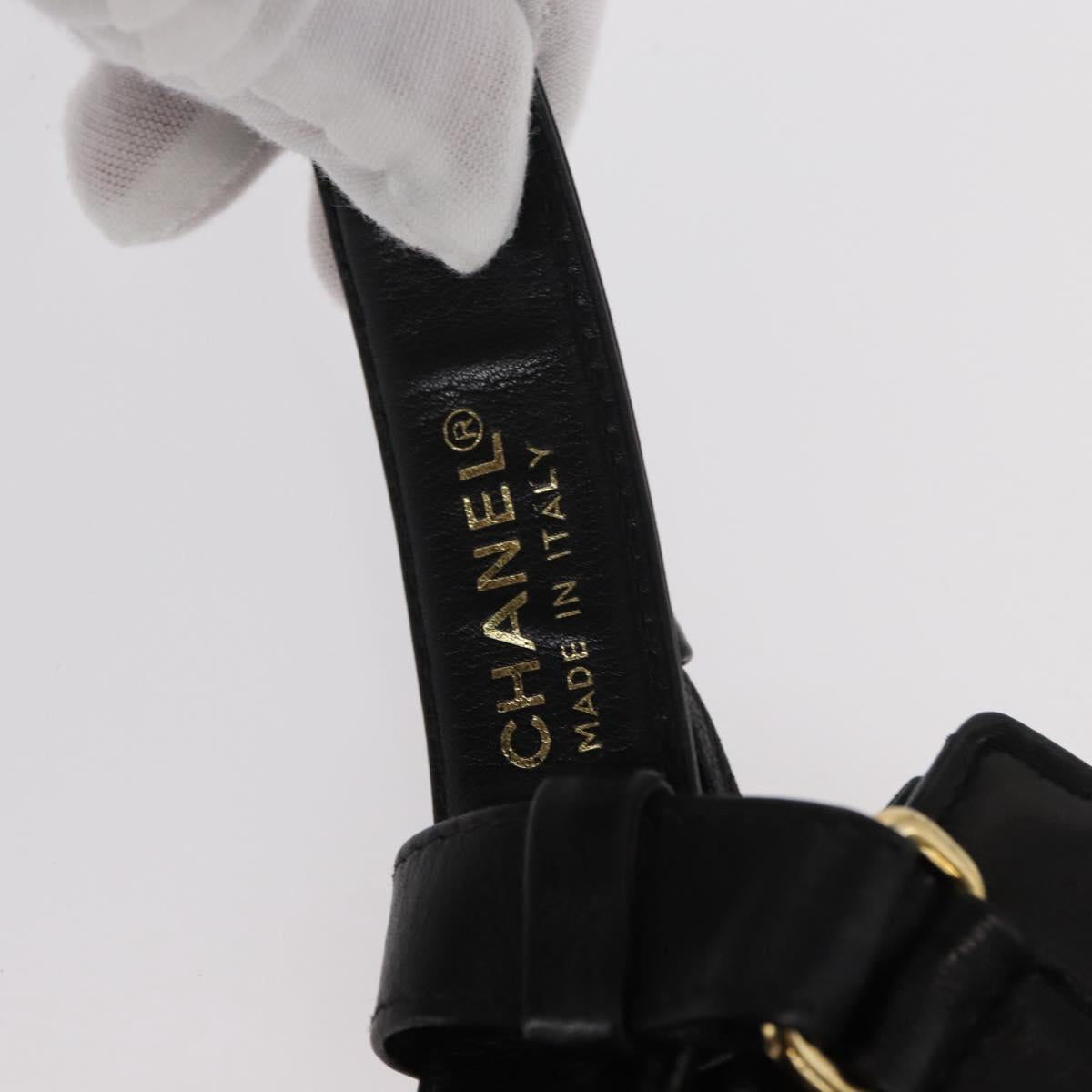 CHANEL COCO Mark Matelasse Waist Bag Leather Black Gold CC Auth 152921