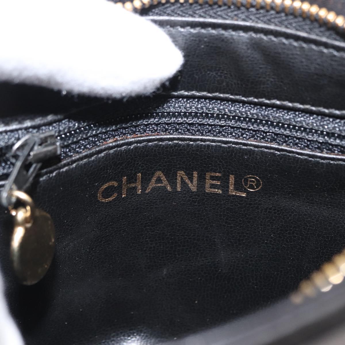 CHANEL COCO Mark Matelasse Waist Bag Leather Black Gold CC Auth 152921