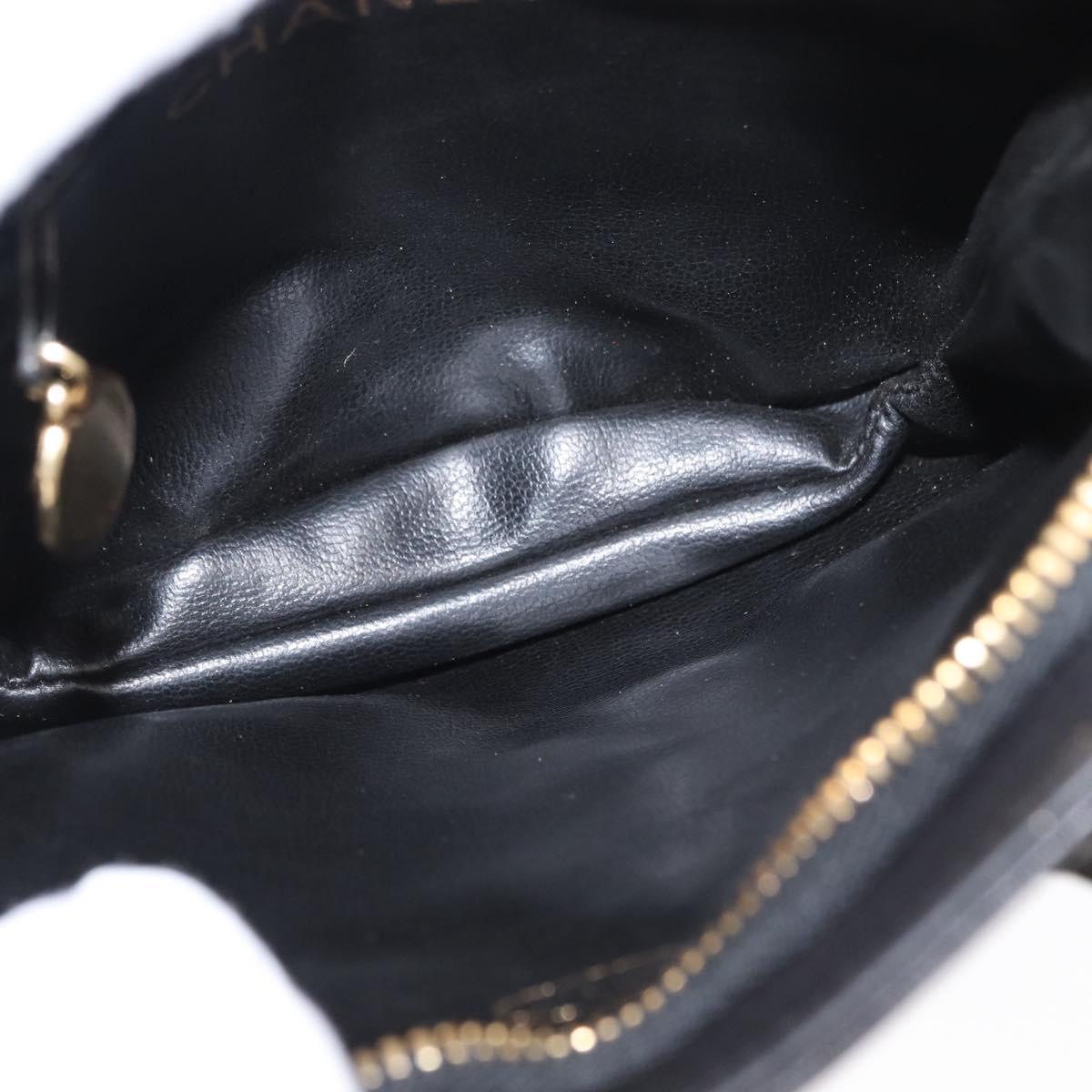 CHANEL COCO Mark Matelasse Waist Bag Leather Black Gold CC Auth 152921