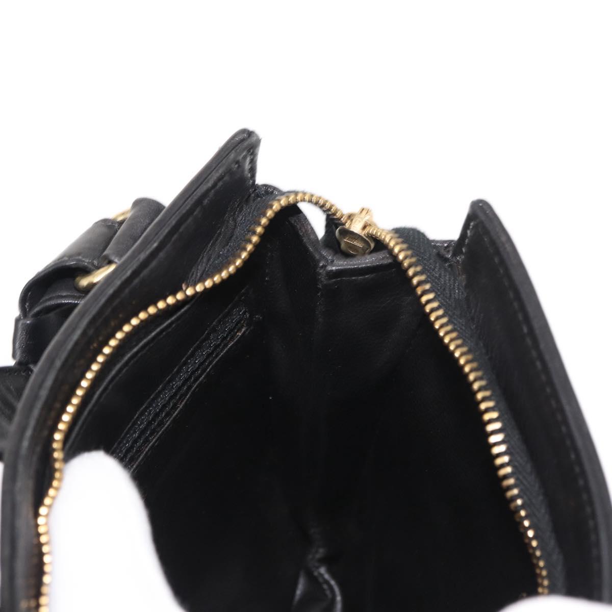 CHANEL COCO Mark Matelasse Waist Bag Leather Black Gold CC Auth 152921
