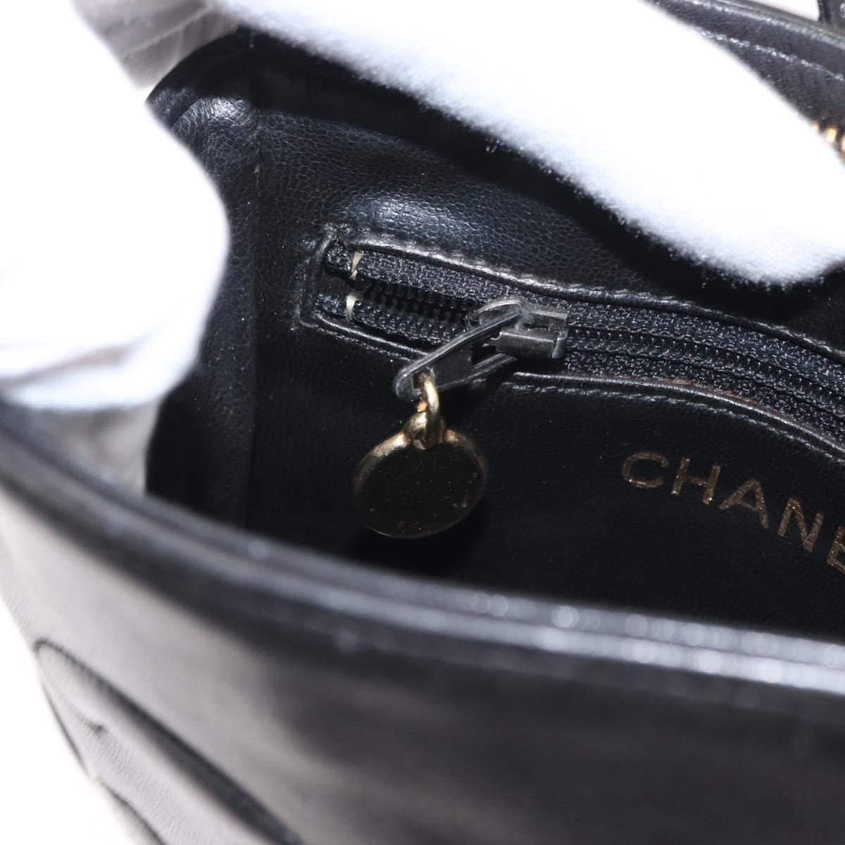 CHANEL COCO Mark Matelasse Waist Bag Leather Black Gold CC Auth 152921