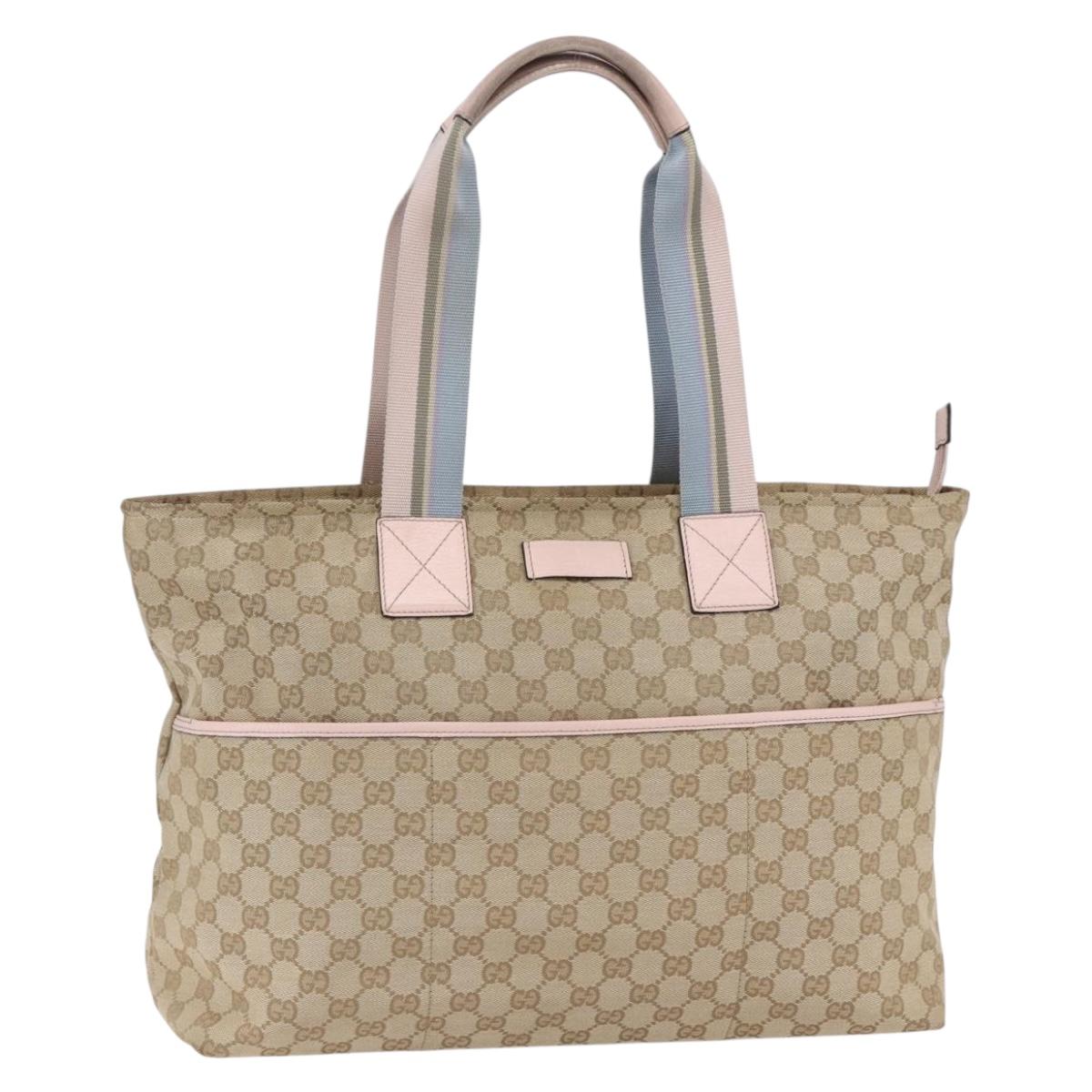 GUCCI GG Canvas Tote Bag Beige Gold 155524 Auth 152928