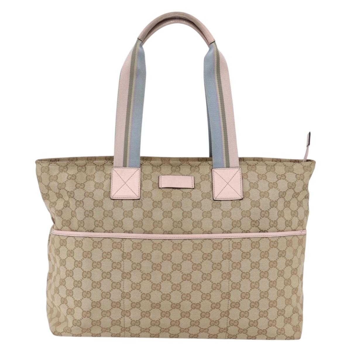 GUCCI GG Canvas Tote Bag Beige Gold 155524 Auth 152928