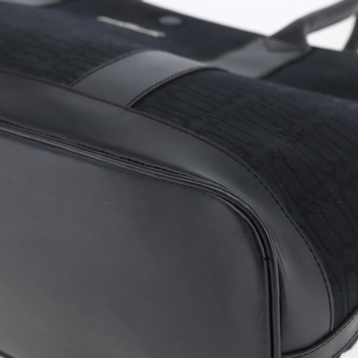 BALENCIAGA Tote Bag Canvas Leather Black Silver Auth 152929