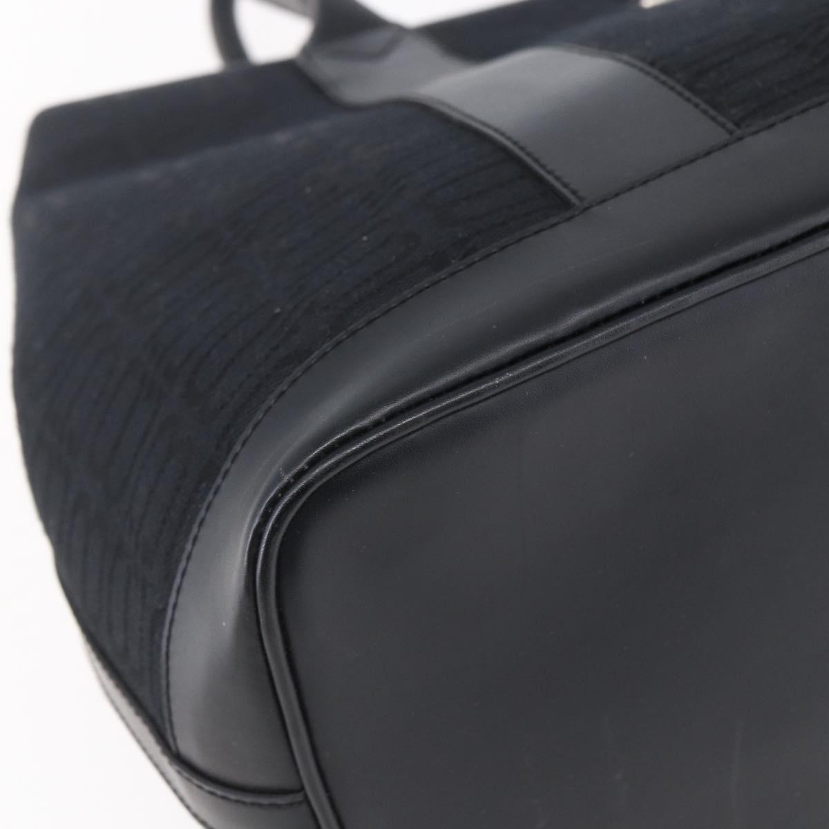 BALENCIAGA Tote Bag Canvas Leather Black Silver Auth 152929