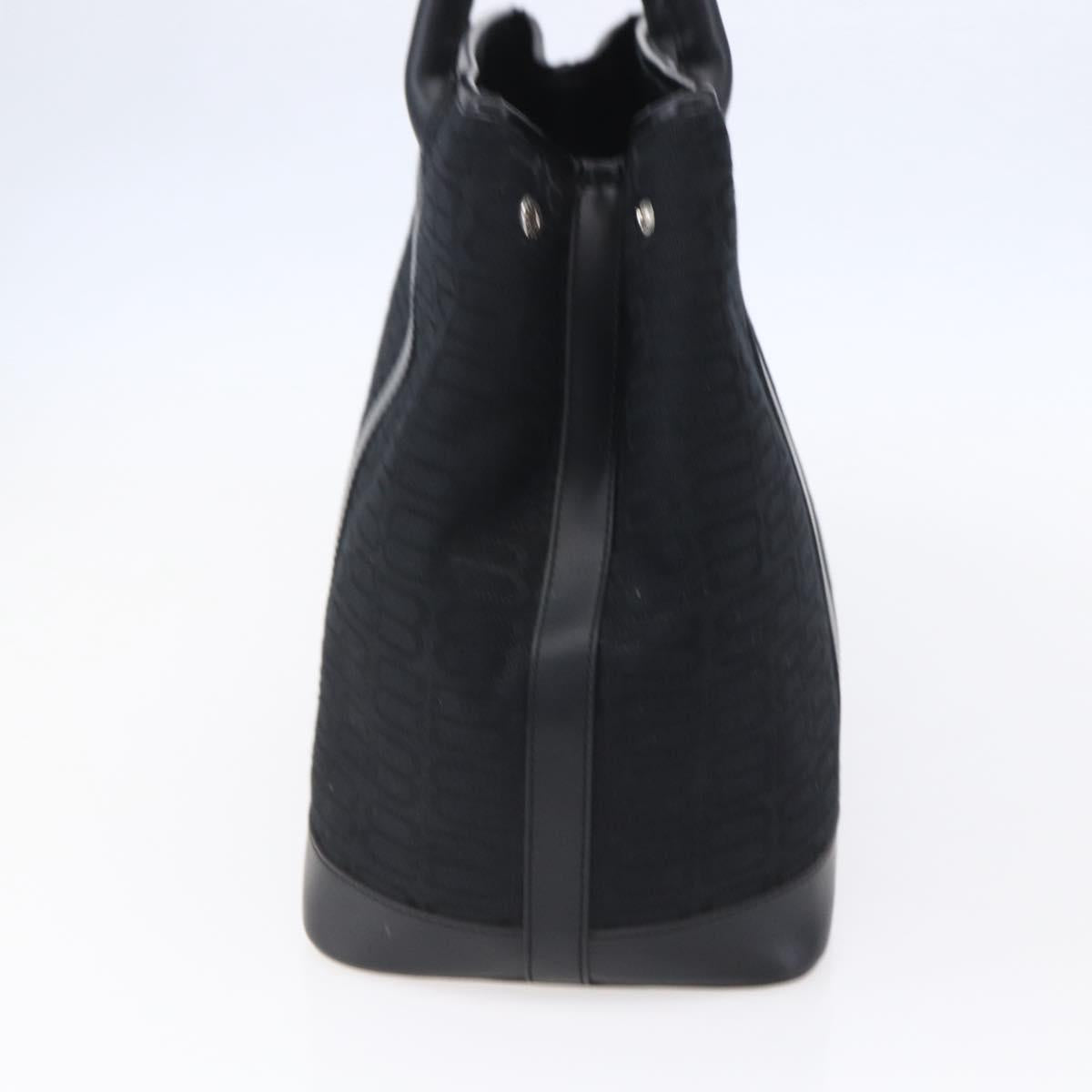 BALENCIAGA Tote Bag Canvas Leather Black Silver Auth 152929