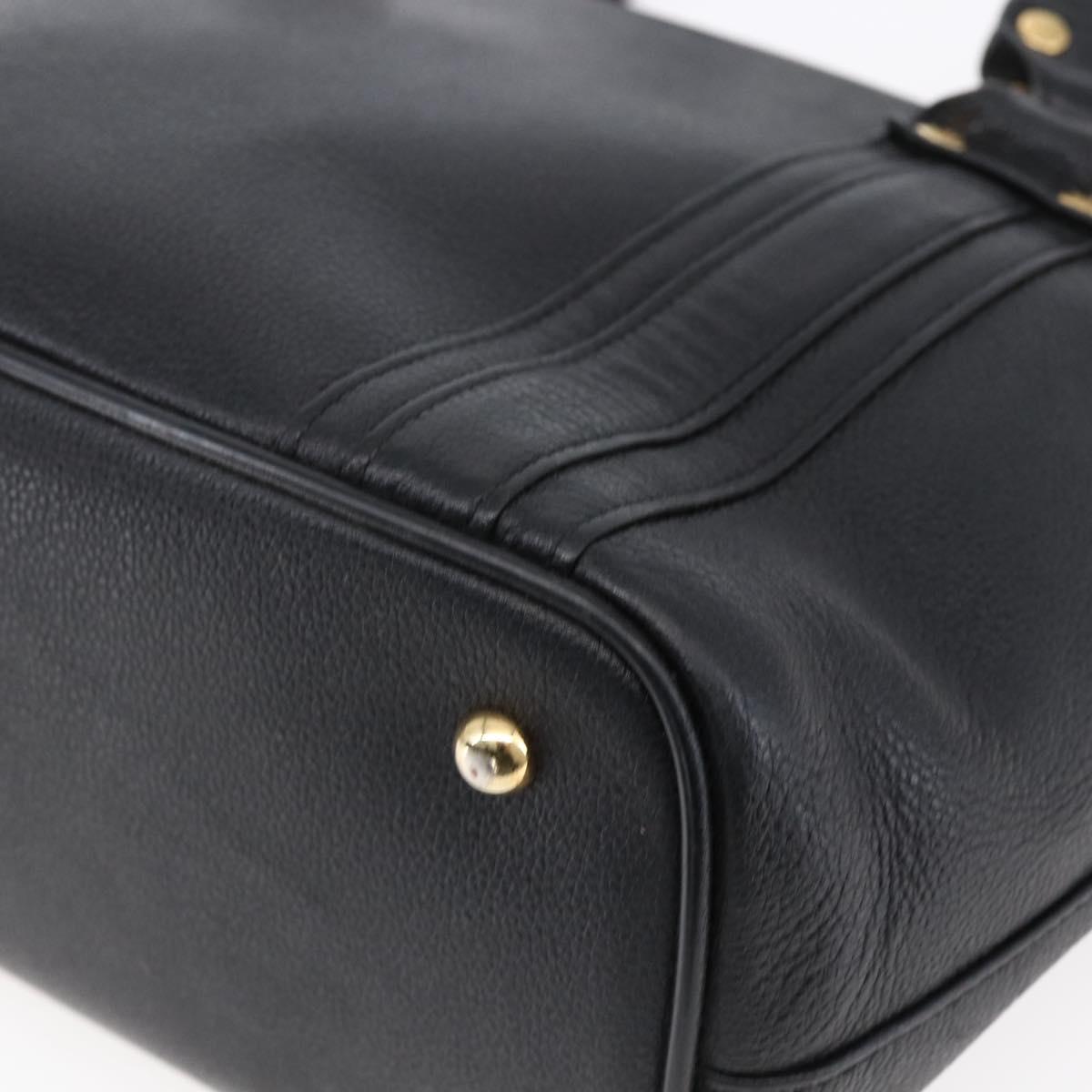 MCM Hand Bag Leather Black Gold Auth 152933