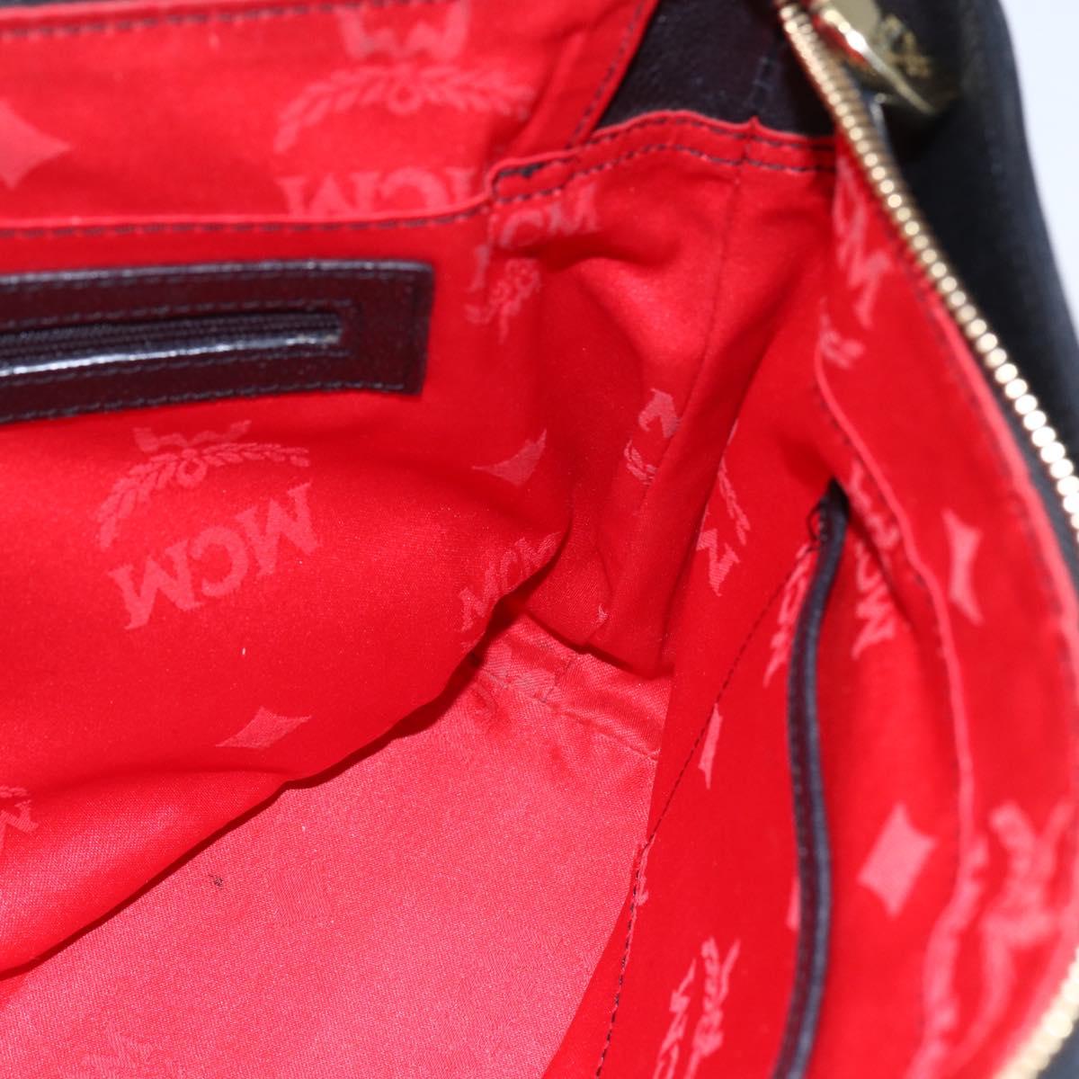 MCM Hand Bag Leather Black Gold Auth 152933