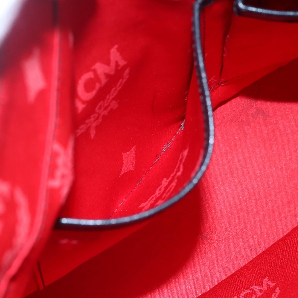 MCM Hand Bag Leather Black Gold Auth 152933