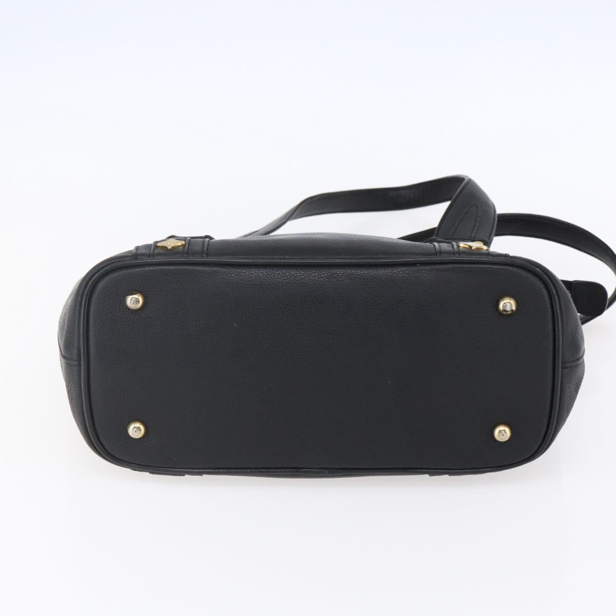 MCM Hand Bag Leather Black Gold Auth 152933