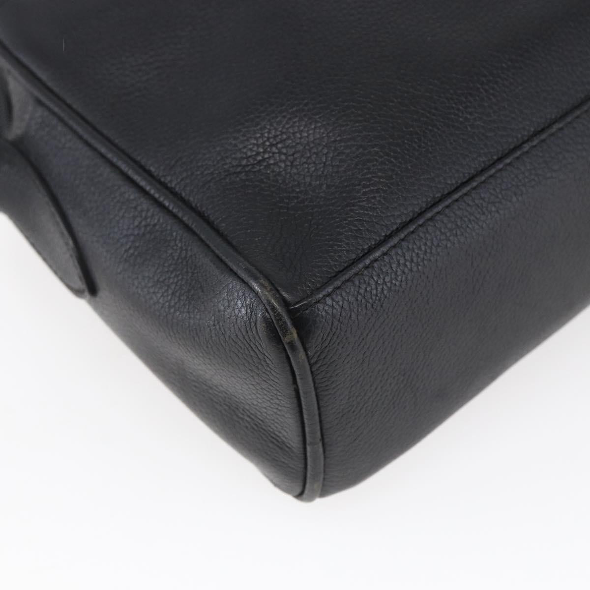 GUCCI Shoulder Bag Leather Black Gold Auth 152934