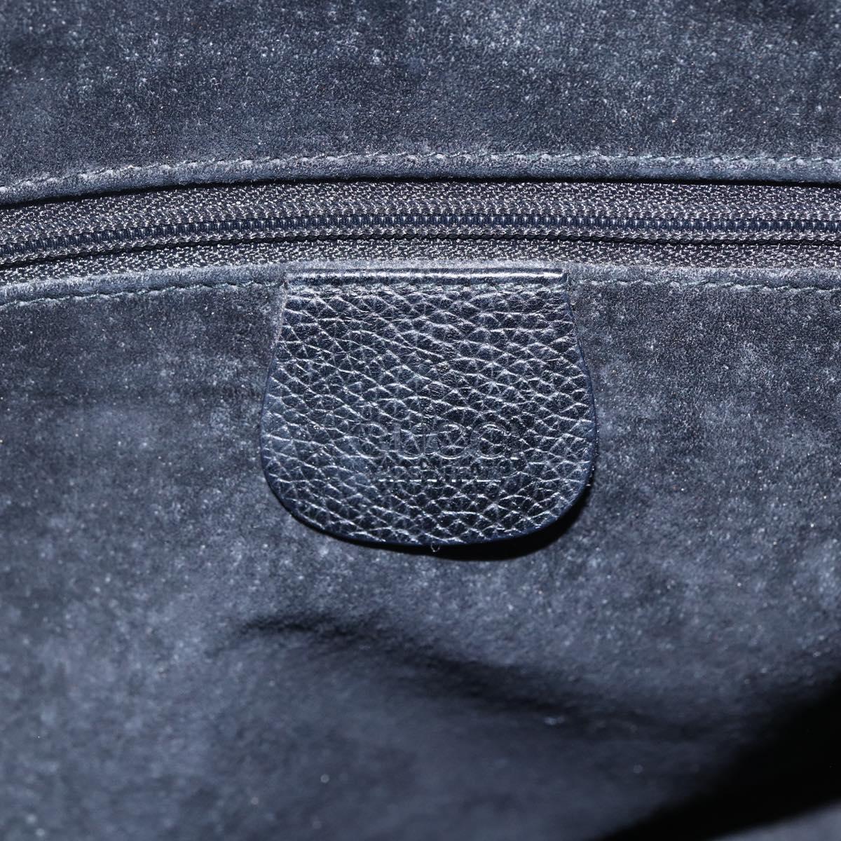 GUCCI Shoulder Bag Leather Black Gold Auth 152934