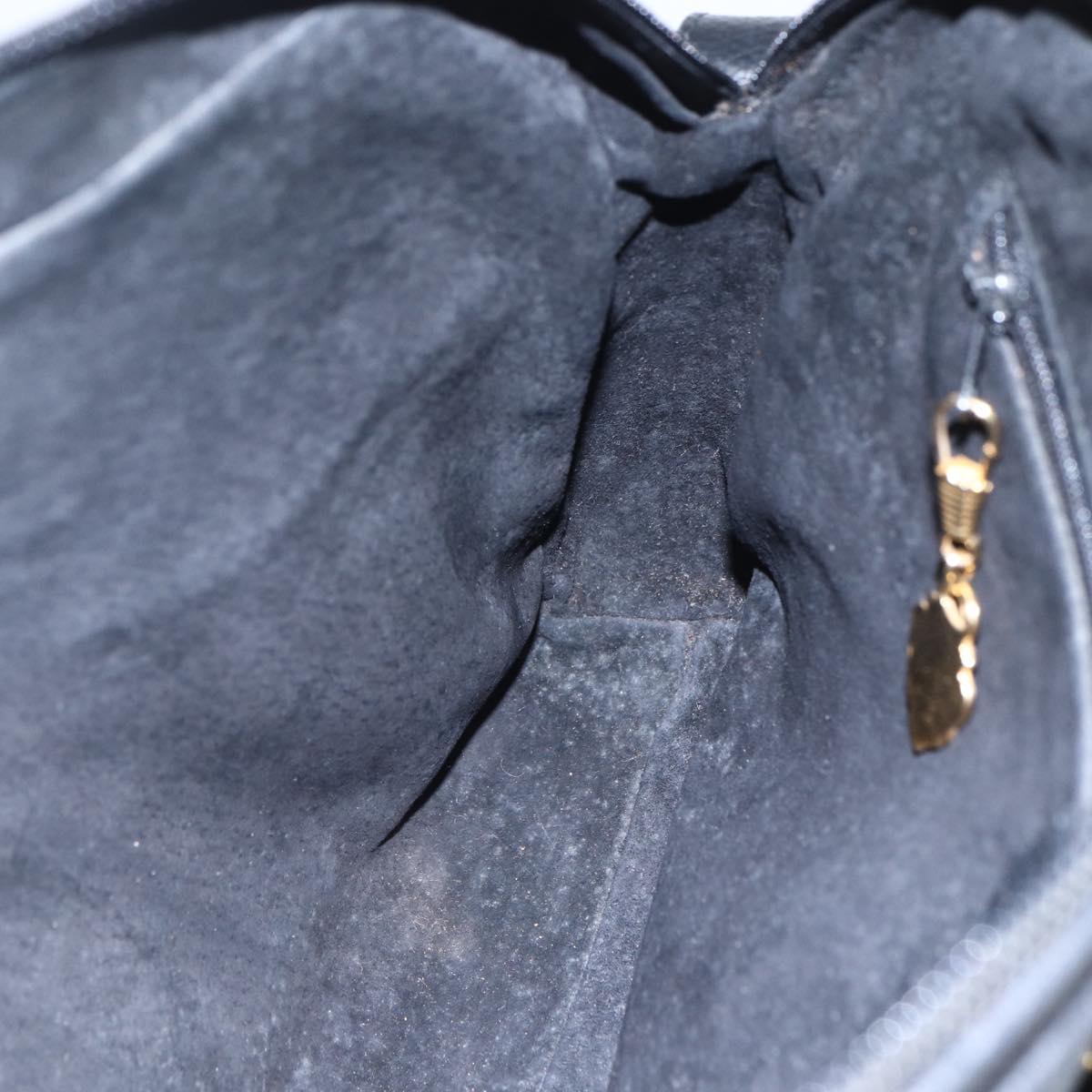 GUCCI Shoulder Bag Leather Black Gold Auth 152934