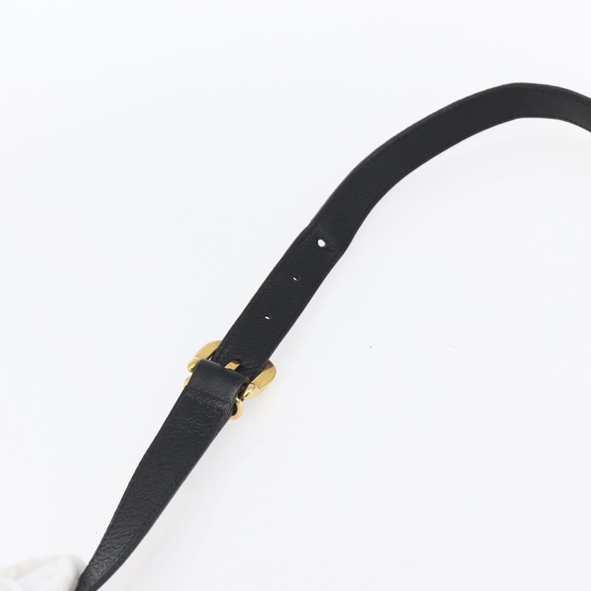 GUCCI Shoulder Bag Leather Black Gold Auth 152934