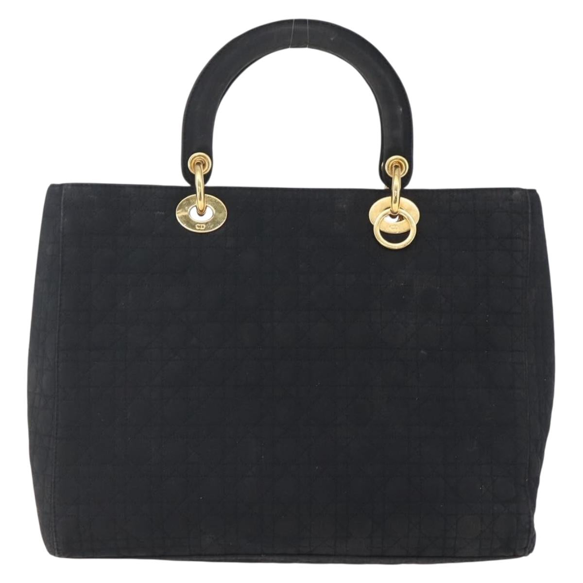 Christian Dior Lady Dior Canage Hand Bag Black Gold Auth 152936