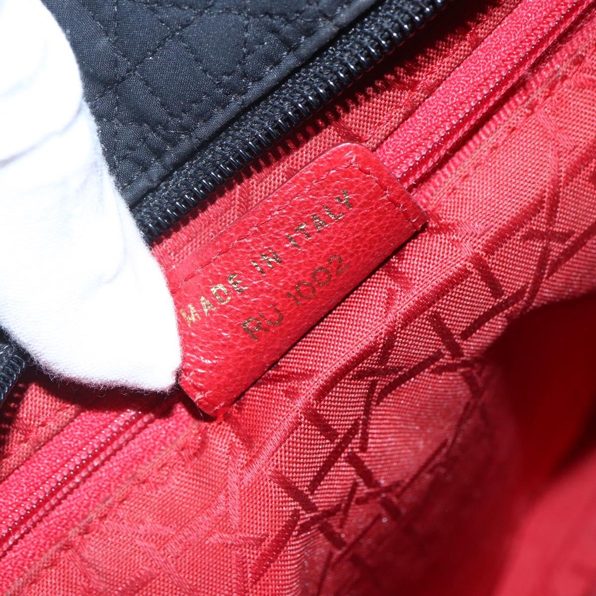 Christian Dior Lady Dior Canage Hand Bag Nylon Black Gold Auth 152936