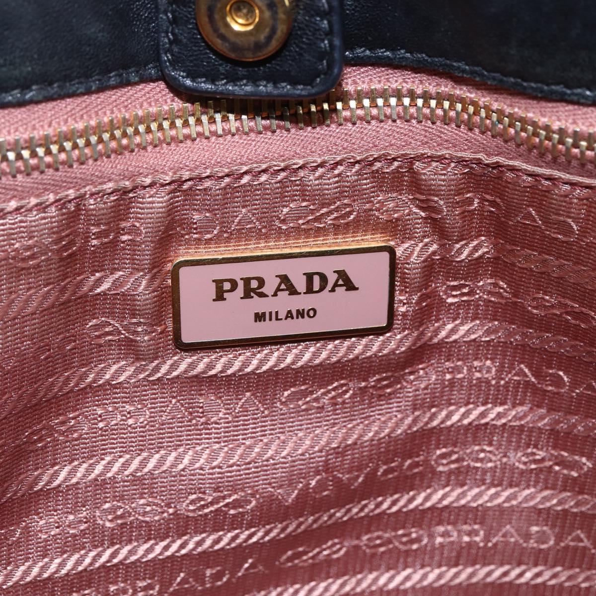 PRADA Hand Bag Nylon Black Gold Auth 152937