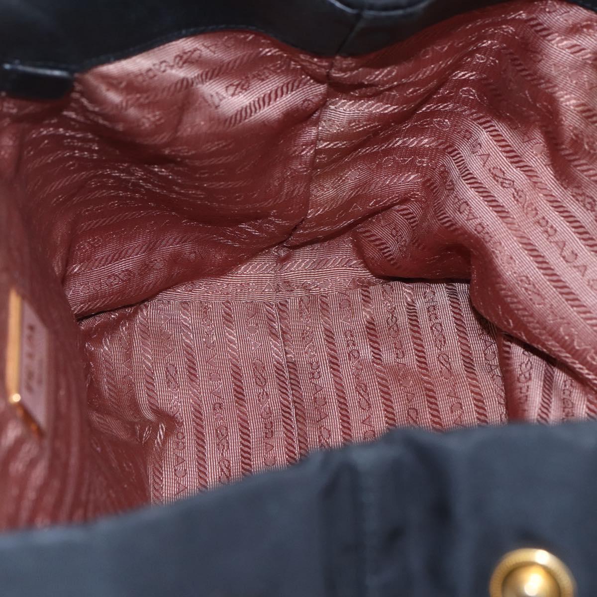 PRADA Hand Bag Nylon Black Gold Auth 152937