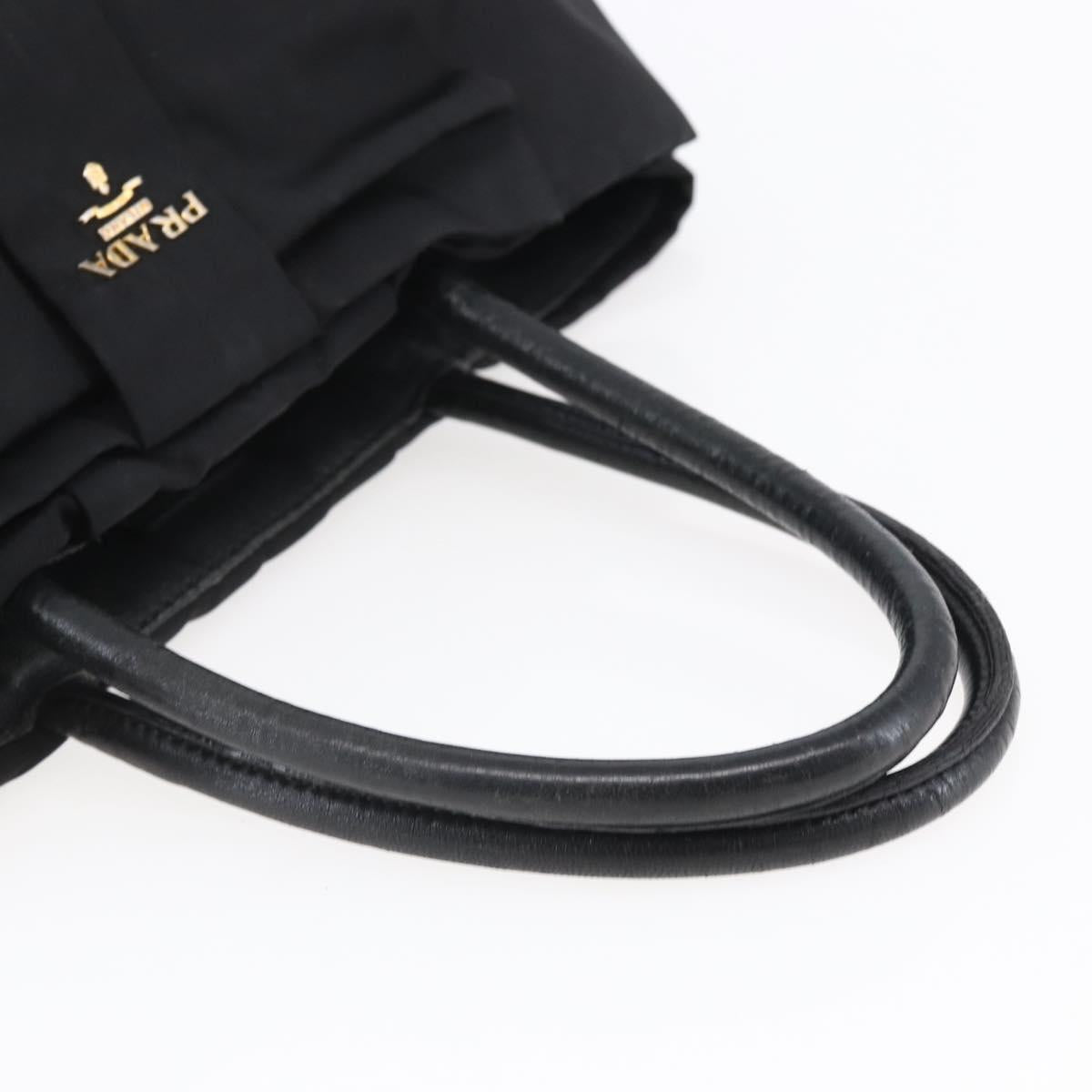 PRADA Hand Bag Nylon Black Gold Auth 152937
