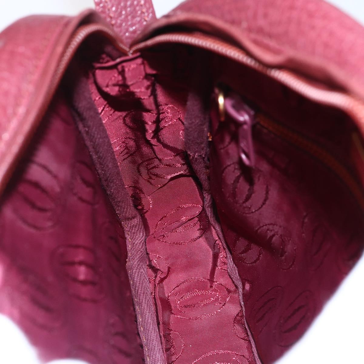 CARTIER Must Line Shoulder Bag Leather Bordeaux Gold Auth 152940