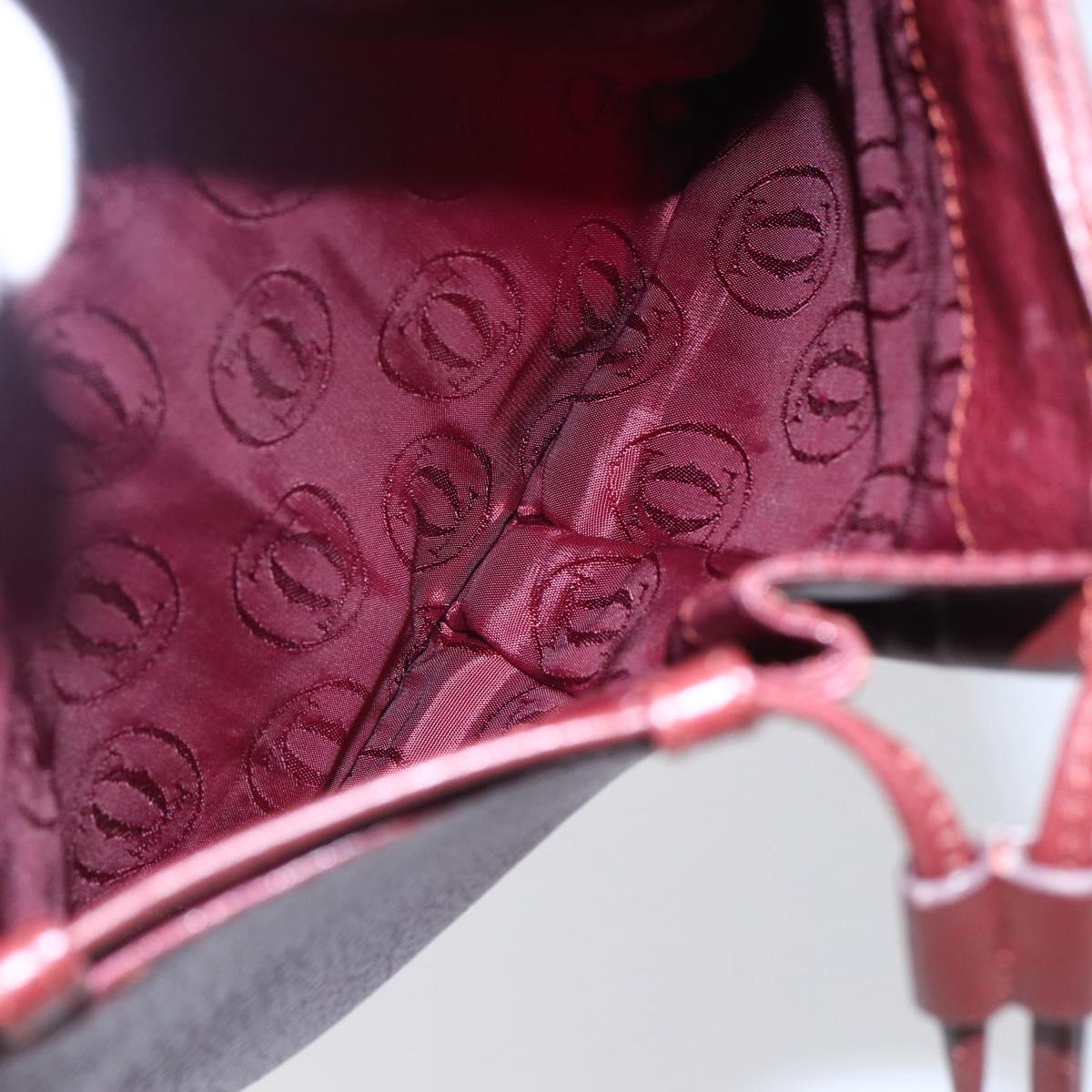 CARTIER Must Line Shoulder Bag Leather Bordeaux Gold Auth 152940