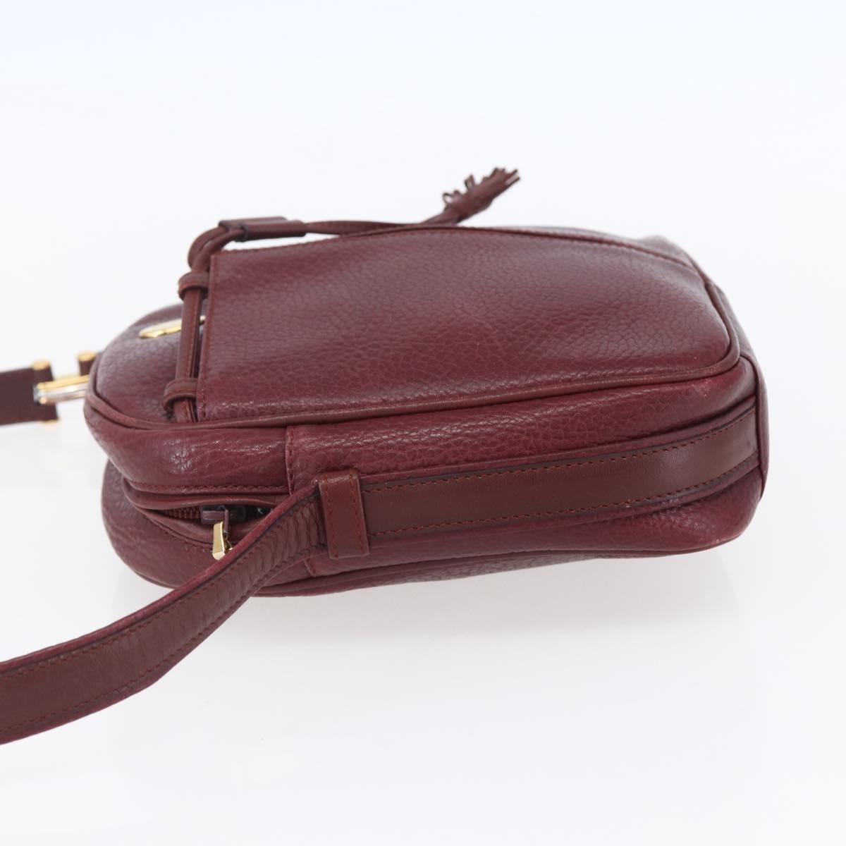 CARTIER Must Line Shoulder Bag Leather Bordeaux Gold Auth 152940