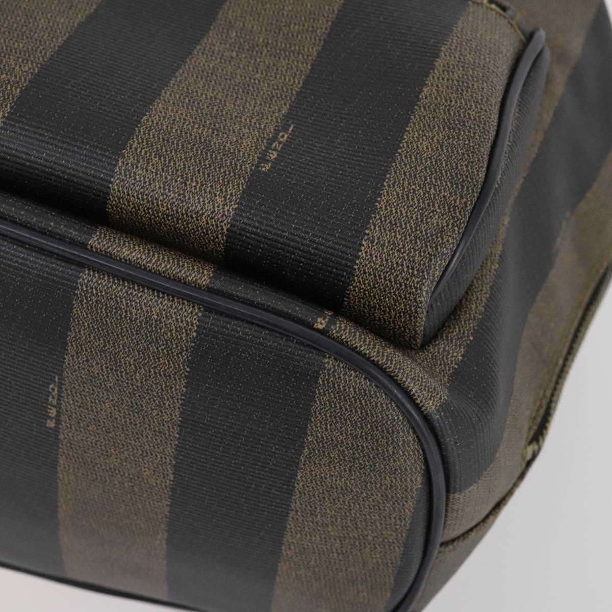 FENDI Pecan Canvas Backpack PVC Brown Black gold Auth 152942