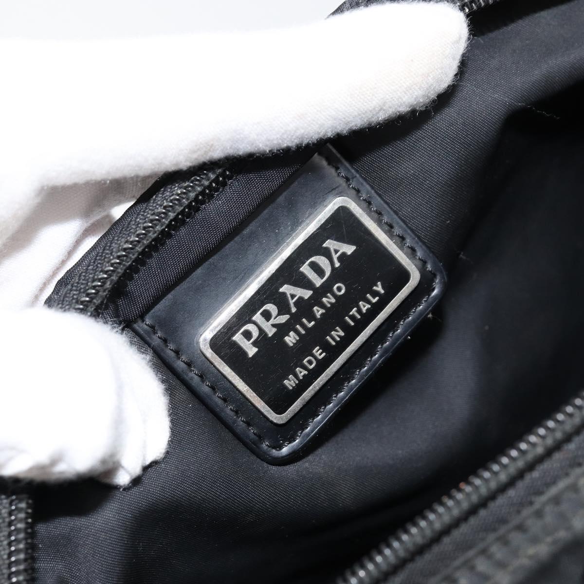 PRADA Shoulder Bag Nylon Black Silver Auth 152945A