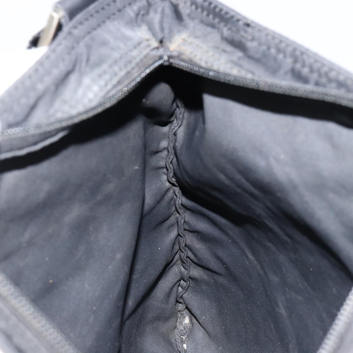 PRADA Shoulder Bag Nylon Black Silver Auth 152945