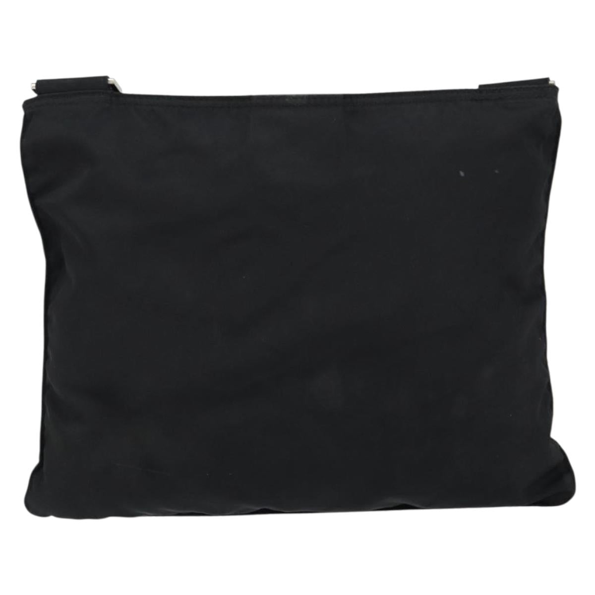 PRADA Shoulder Bag Nylon Black Silver Auth 152945A
