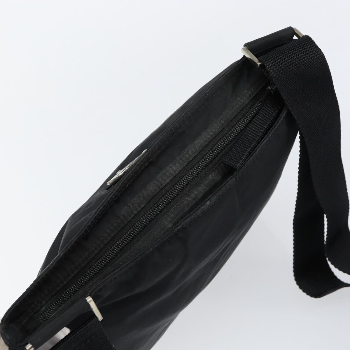 PRADA Shoulder Bag Nylon Black Silver Auth 152945A