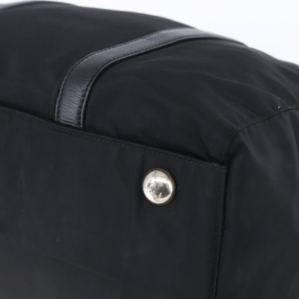 PRADA Hand Bag Nylon Black Silver Auth 152947
