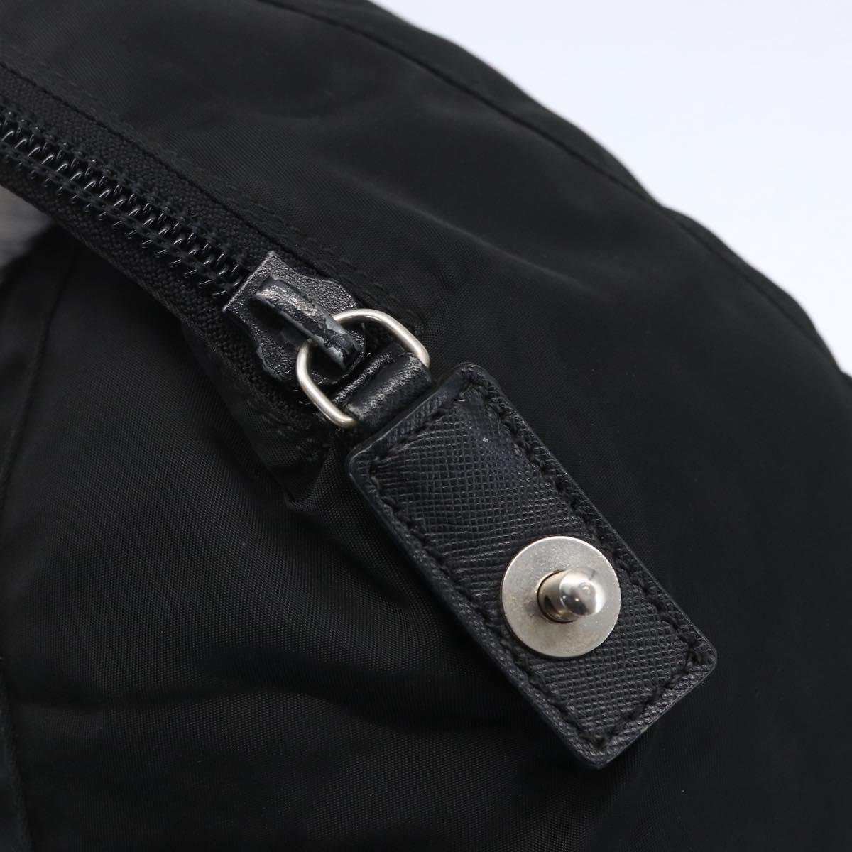 PRADA Hand Bag Nylon Black Silver Auth 152947