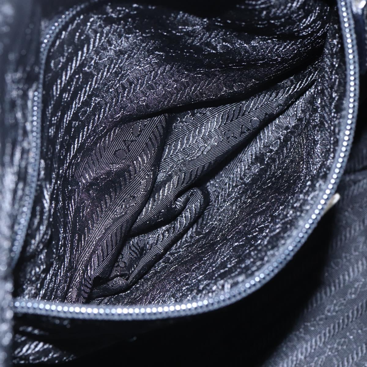 PRADA Hand Bag Nylon Black Silver Auth 152947