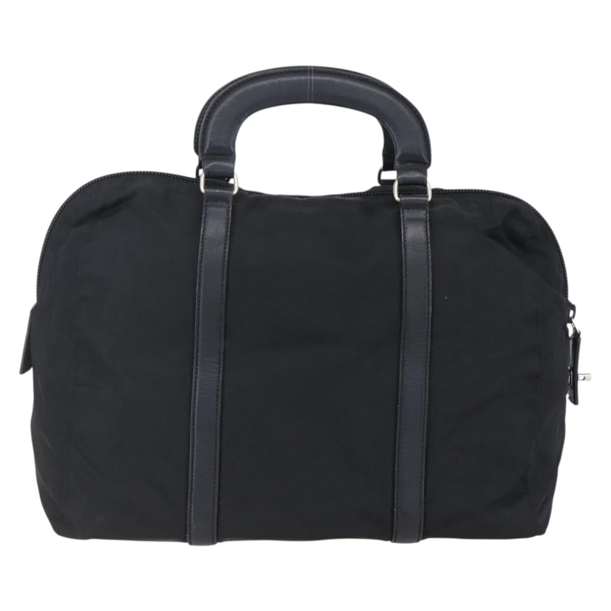 PRADA Hand Bag Nylon Black Silver Auth 152947