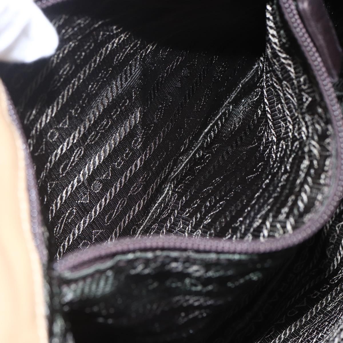 PRADA Tote Bag Nylon Beige Silver Auth 152951