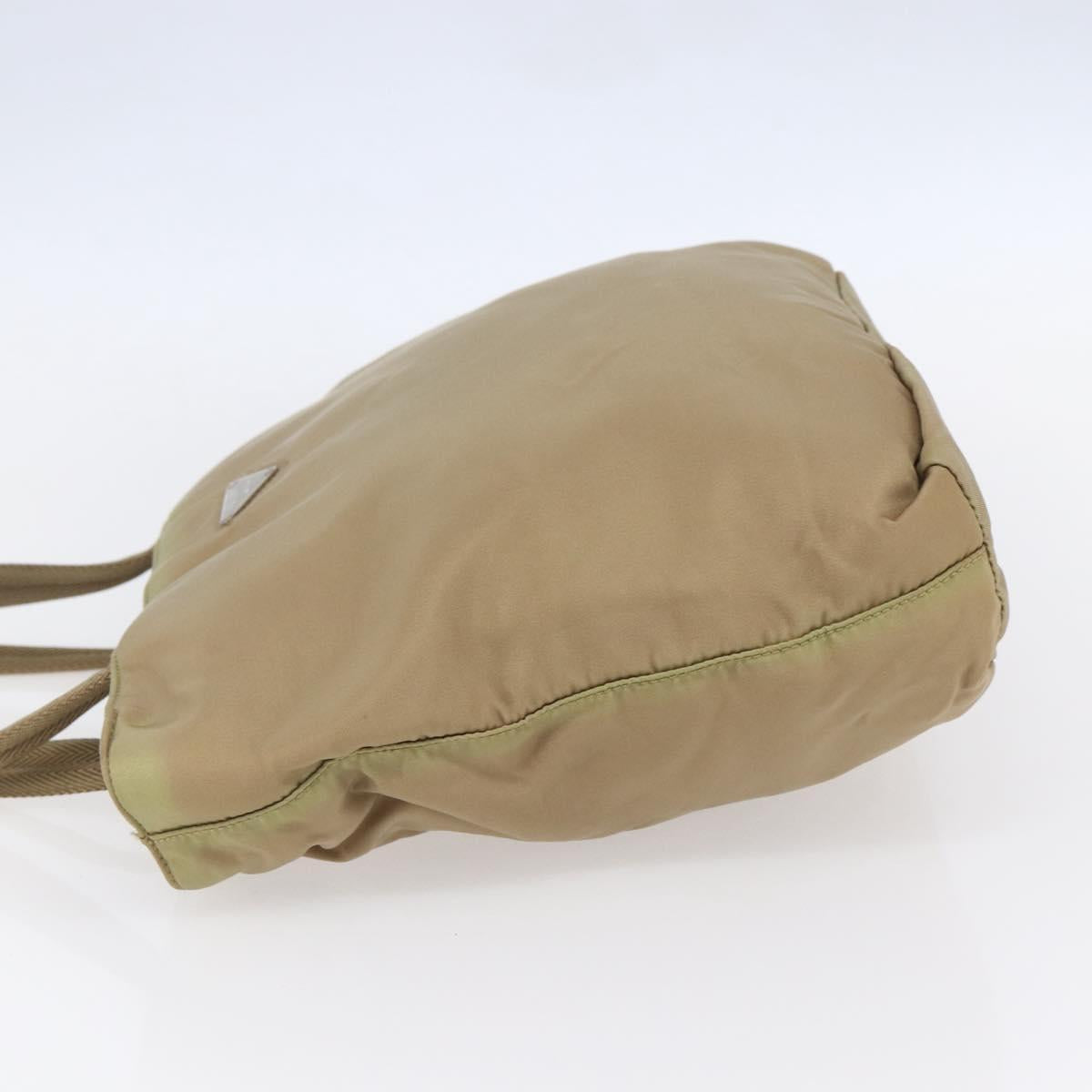 PRADA Tote Bag Nylon Beige Silver Auth 152951