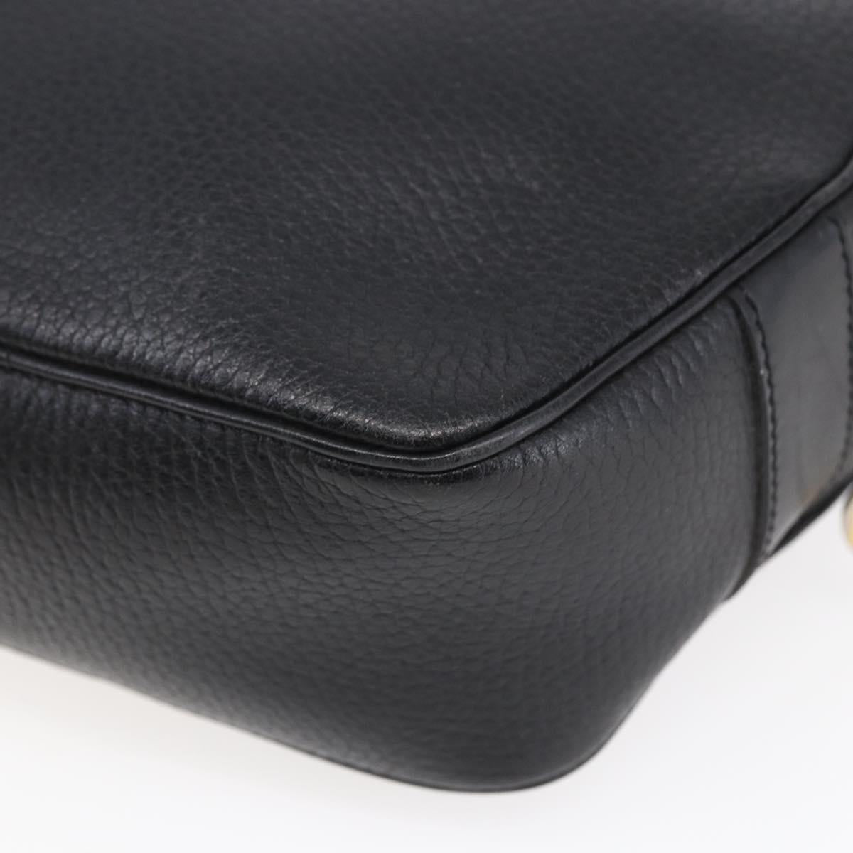 CELINE Shoulder Bag Leather Black Gold Auth 152953