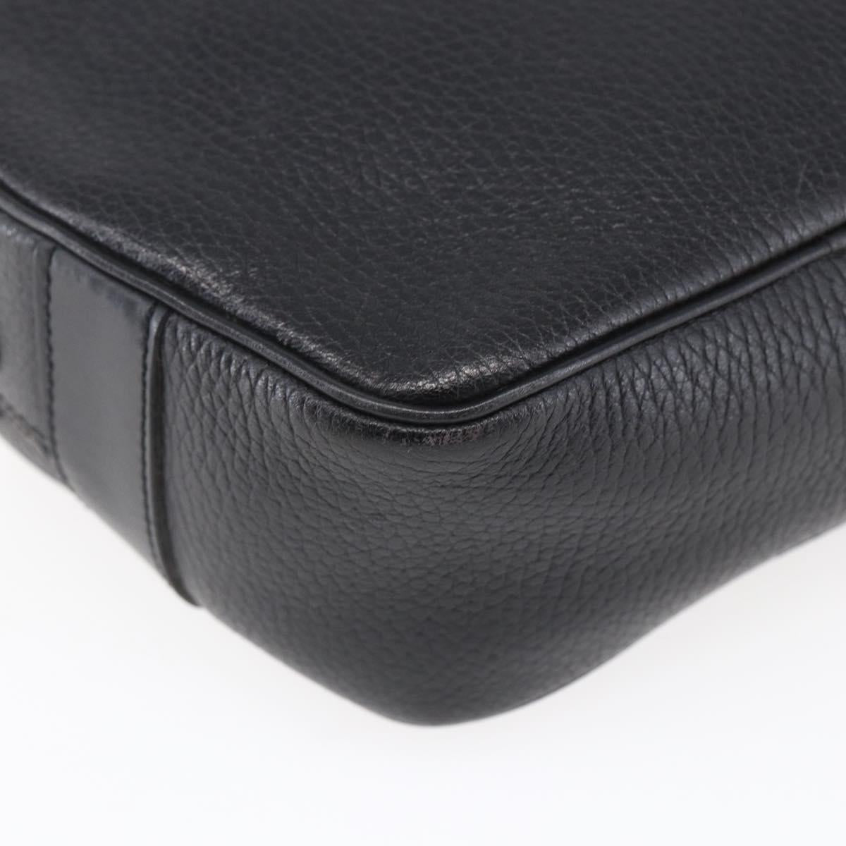 CELINE Shoulder Bag Leather Black Gold Auth 152953