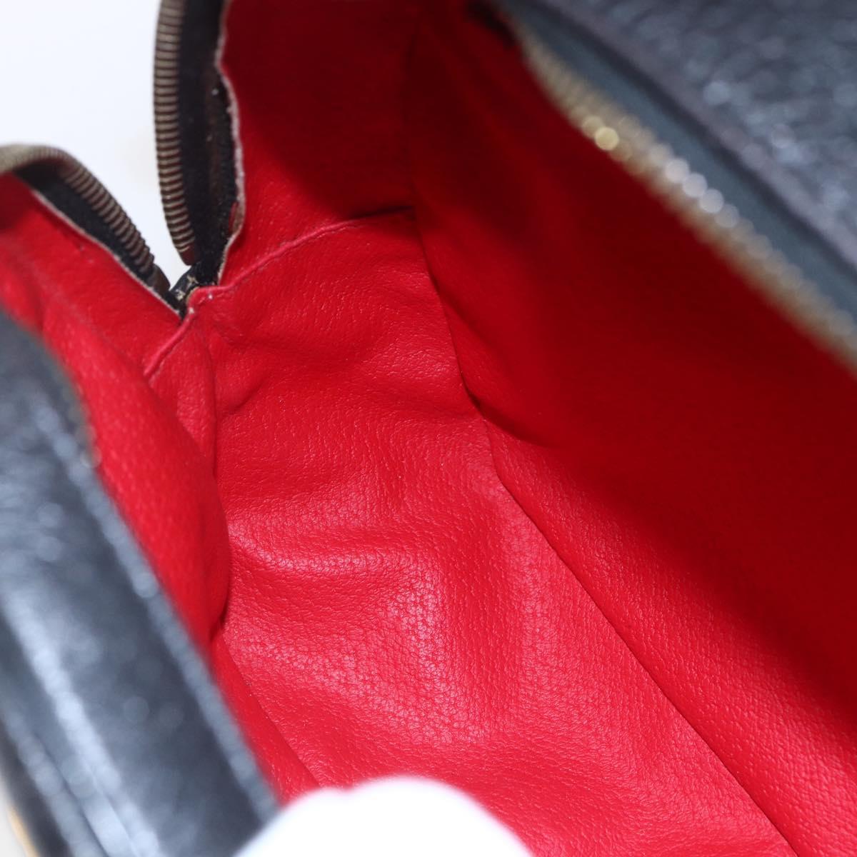 CELINE Shoulder Bag Leather Black Gold Auth 152953